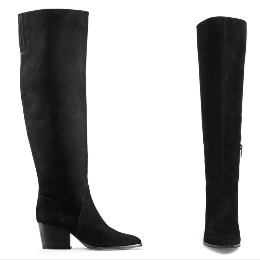VINCE CAMUTO Black Suede Knee High Nestel Boots